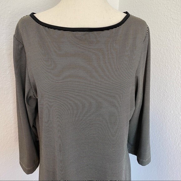 CHICO's Market 3/4 sleeve black cream striped size 12 - Picture 1 of 9